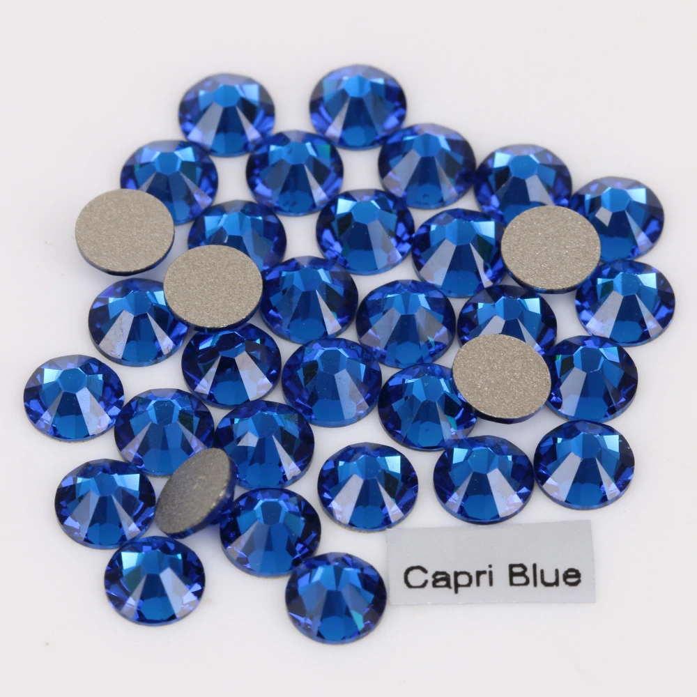 Buttons Good Quality ss3-ss34 Capri Blue Non Hotfix Rhinestones, Flat Back Glue On Crystals for Nail Art material for sewing near me