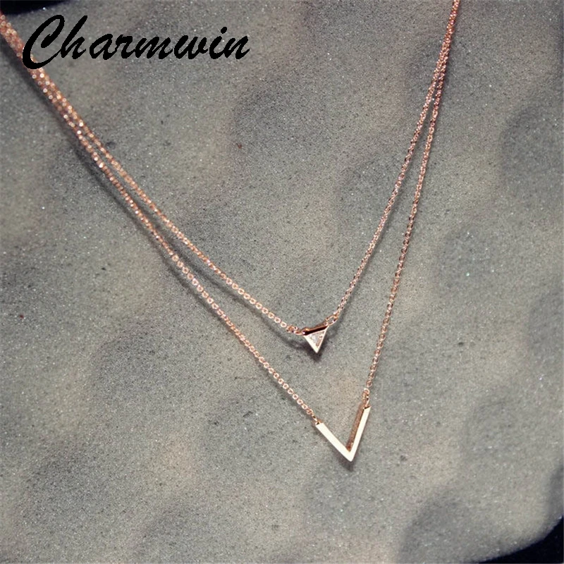 Ожерелье Charmwin с подвеской в виде букв цвета розового золота женская модная