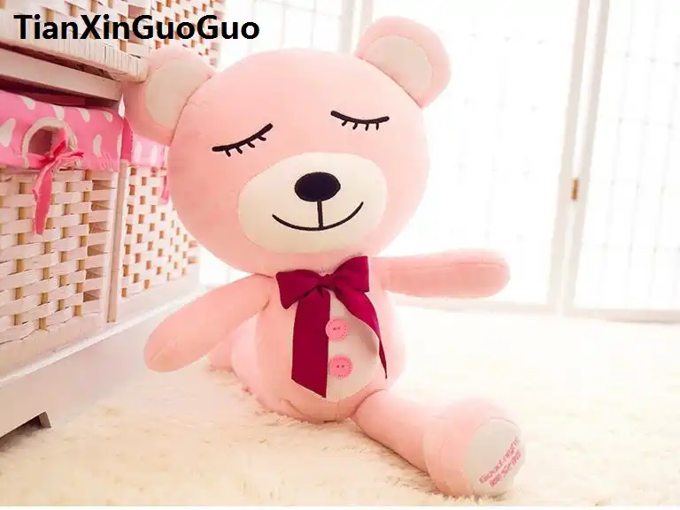 Large 80cm Lovely Teddy Bear Plush Toy Good Night Bear With Bowtie