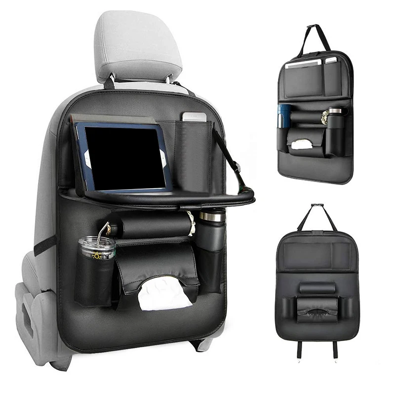 

2019 New Car Seat Protector Kick Mats With Dining Tray Holder Multi-Pocket Baby Storage For Tablet Bottle Drink Toys Portable