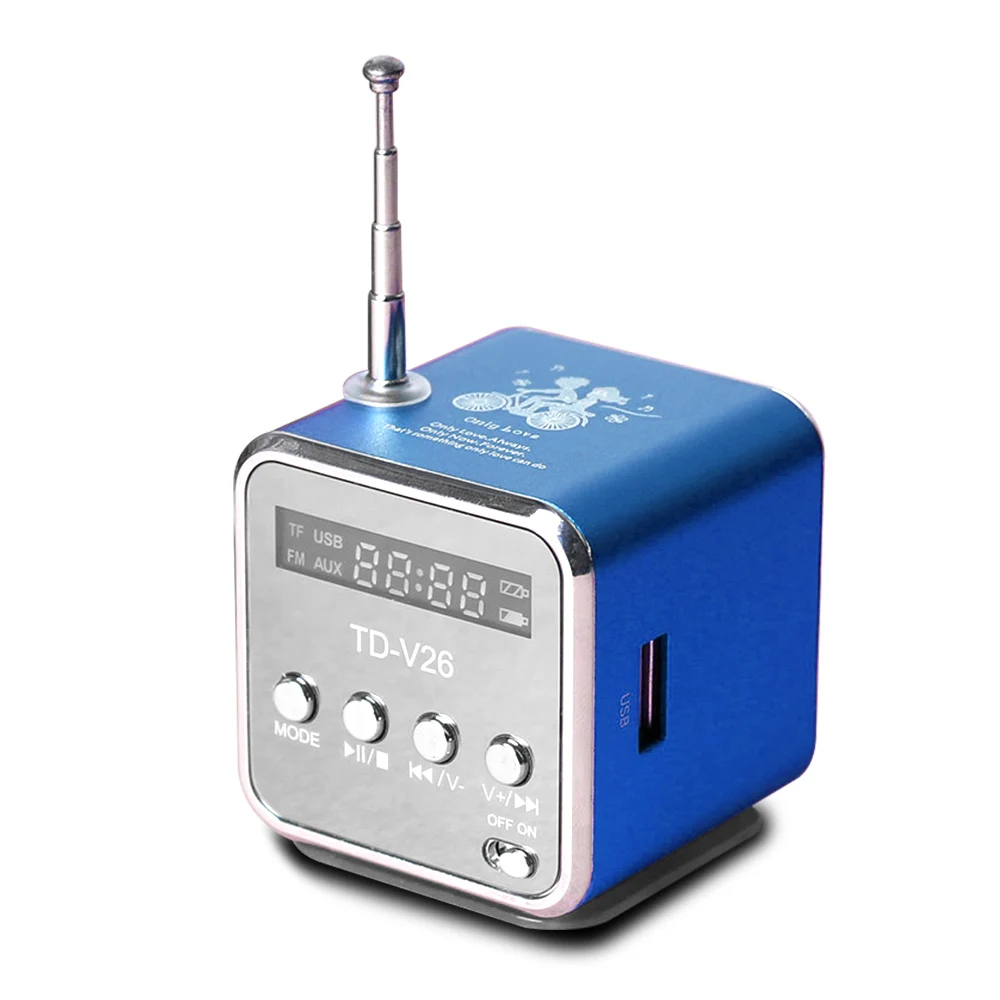 

TD-V26 Mini Radio Fm Digital Portable Fm Radio Receiver With Speakers Support SD/TF Card For Mp3 Music Player USB Charging
