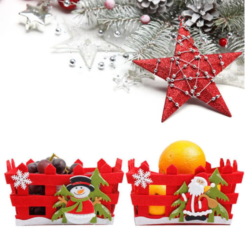 2019 Newest Christmas Candy Fruits Storage Basket Container Box Home Decor Xmas Gifts 2 Styles