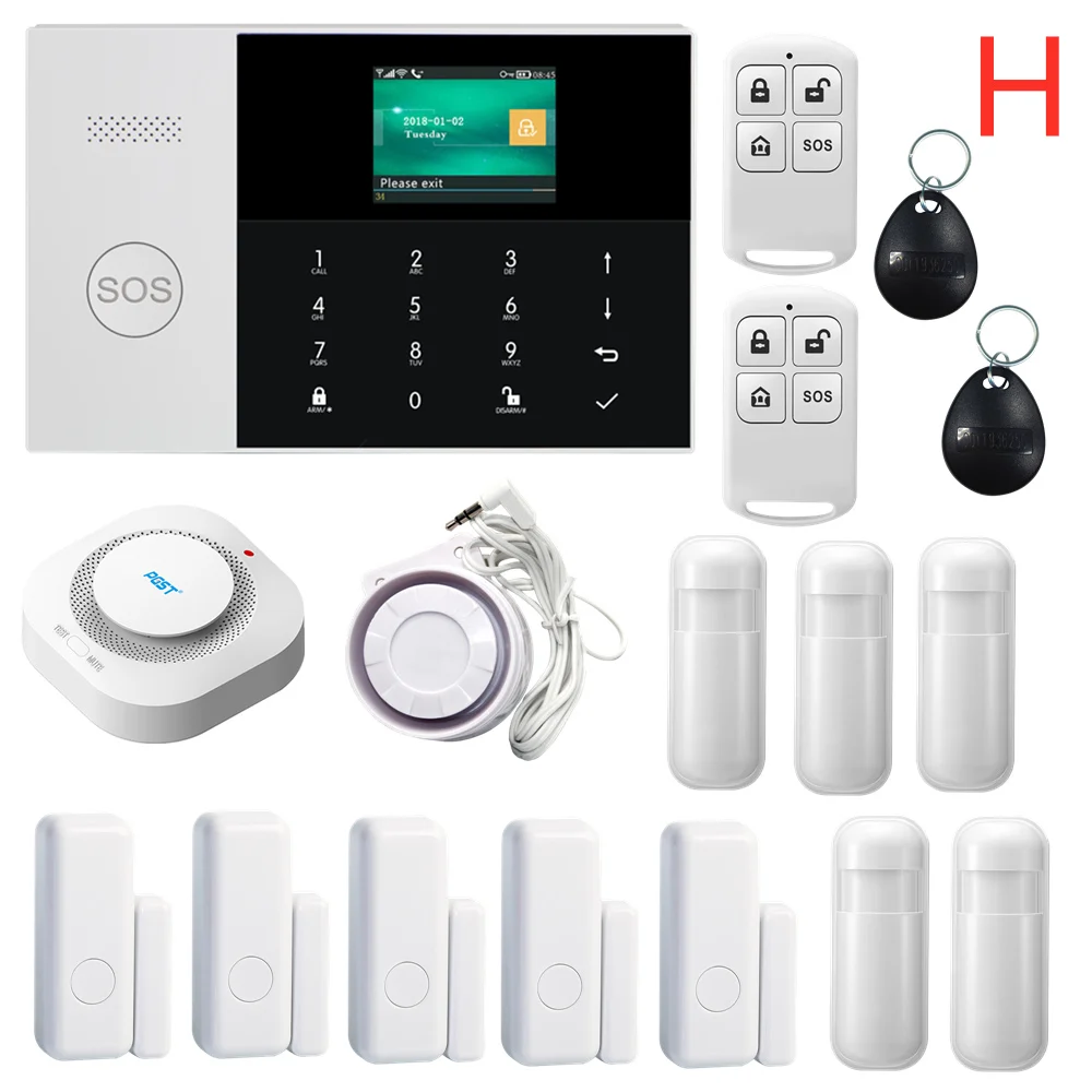 ring alarm wireless keypad 433MHZ IOS Android APP Remote Control LCD Touch Keyboard Wireless WIFI SIM GSM RFID Home Burglar Security Alarm System Sensor sos panic button Alarms & Sensors