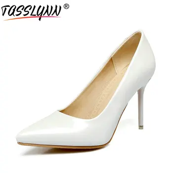 

TASSLYNN 2019 Women Pumps Office Ladies Elegant Pointed Toe Thin High Heels Ladies Pumps Slip on Spring Autumn Shoes Size 34-43