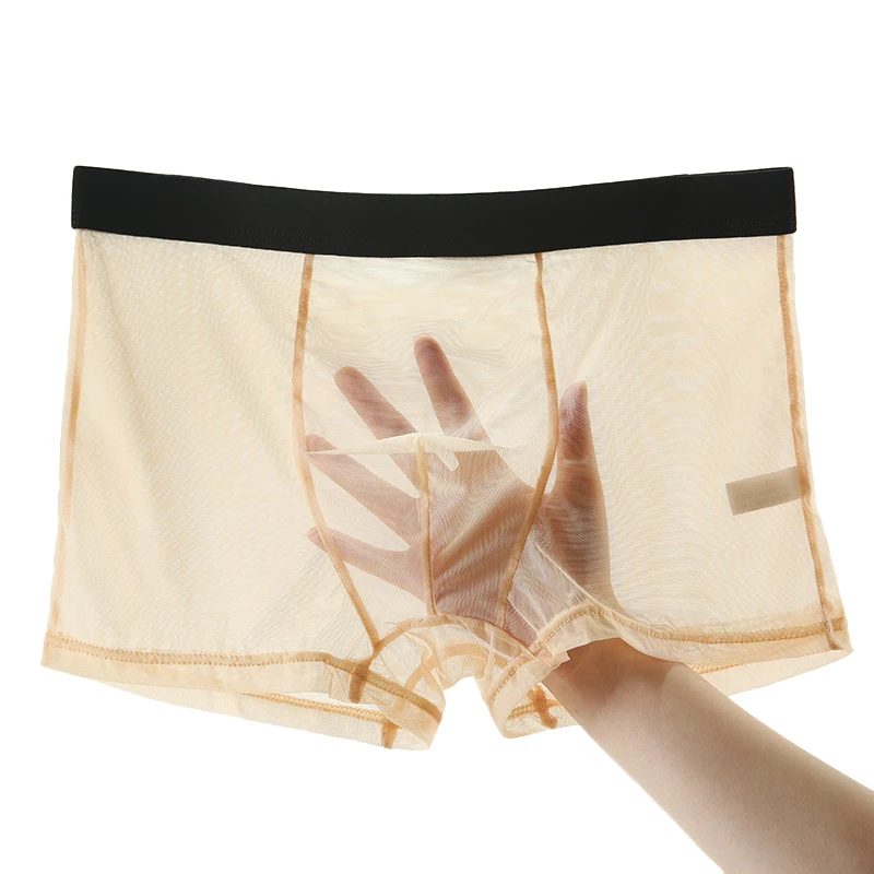 Men Sexy Seamless Underwear Pants Mens Ultra-thin Transparent Boxershorts Male Mid-rise Mesh Slips Homme Panties Boxer Shorts