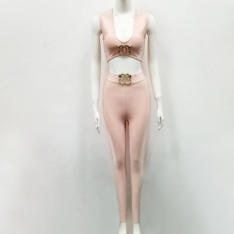 Одежда высшего качества сексуальный v-образный вырез 2 шт. комплект с ремешками знаменитого дизайнера женские Модные набор
