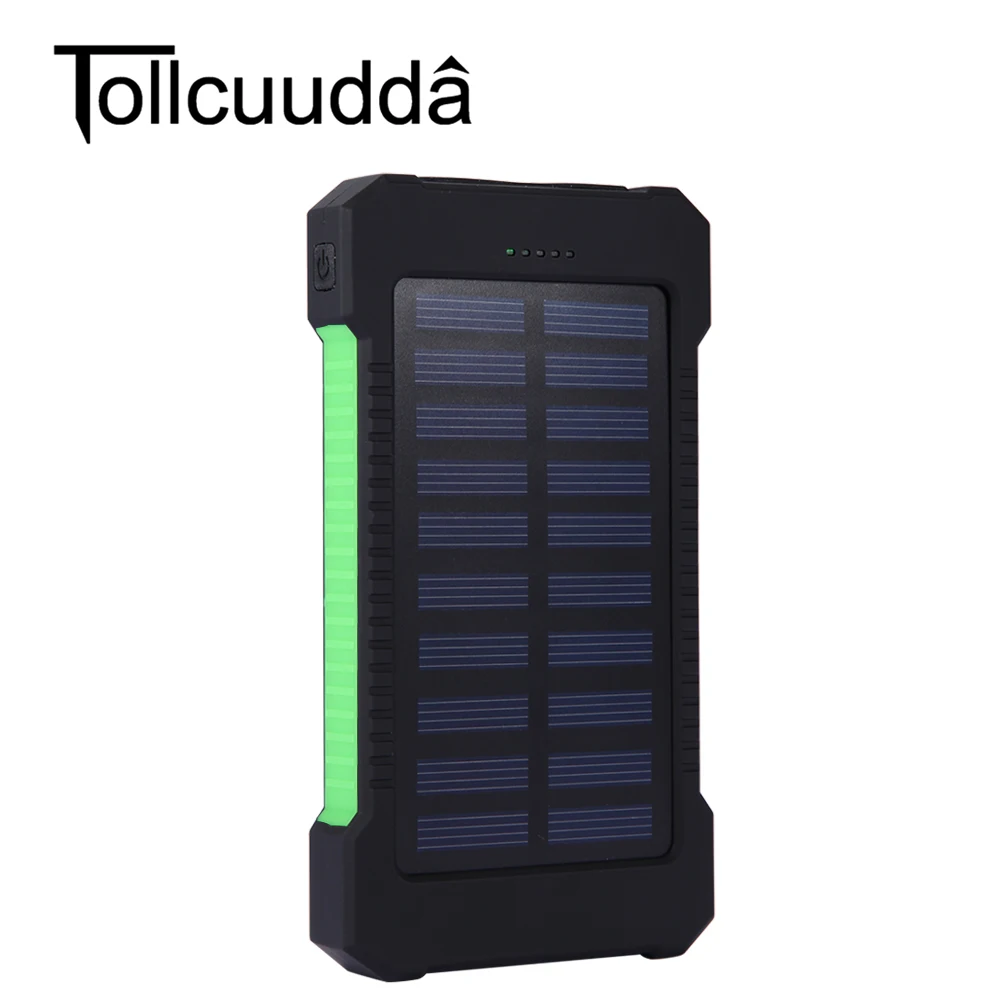 Tollcuudda водонепроницаемый 10000 Mah солнечный банк Энергии Солнечное зарядное устройство двойной USB банк силы с светодиодный свет для iPhone 6 plus моб...