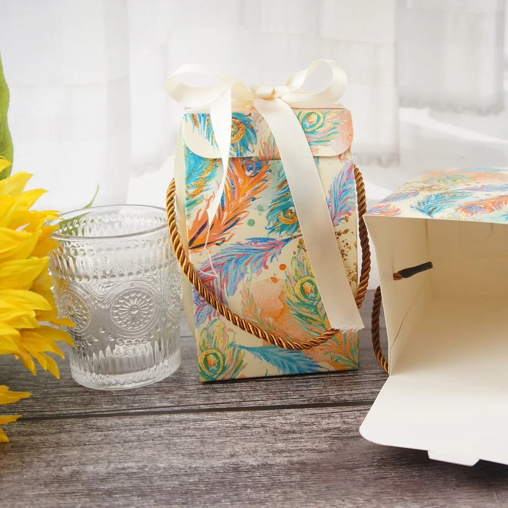 

tall feather design 10pcs paper Box Storage Boxes as candle jar box as Christmas Birthday Party Gifts Packaging box