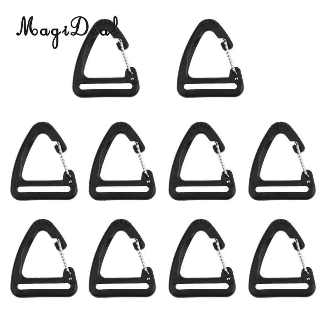 MagiDeal 10 Pcs Plastic Buckles Hook Climbing Carabiner Hanging Keychain Link Strap for Outdoor Camping Mountaineering Equipment