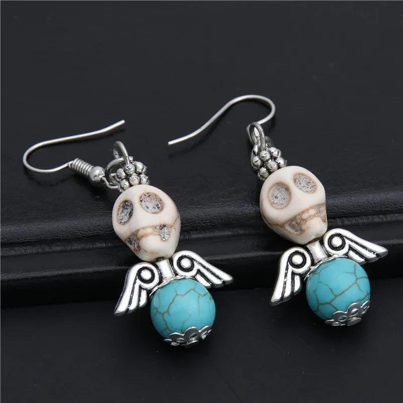 

1pair Halloween Gift Skull Charms With Wings Dangle Earrings Angel Ear Festival Jewelry For Women Dropshipping E2007