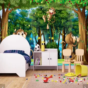 

Monkey Green Forest Wall Paper Mural for Living Room Wall Art Decals Wall Covering 3d Photo Wallpaper Murals Wall Paper Roll