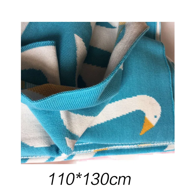 AAG Лебедь детское Хлопковое одеяло вязаное младенческое пеленание корзина чехол для коляски Многофункциональный новорожденный кровать одеяло четыре сезона универсальный - Цвет: MAAG256-3blue