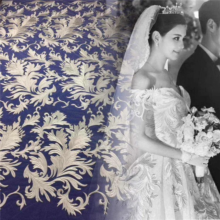 

2017 Popular African Lace Fabric High Quality French Lace Net Lace Cord Embroidery Lace Fabric For Wedding Dress