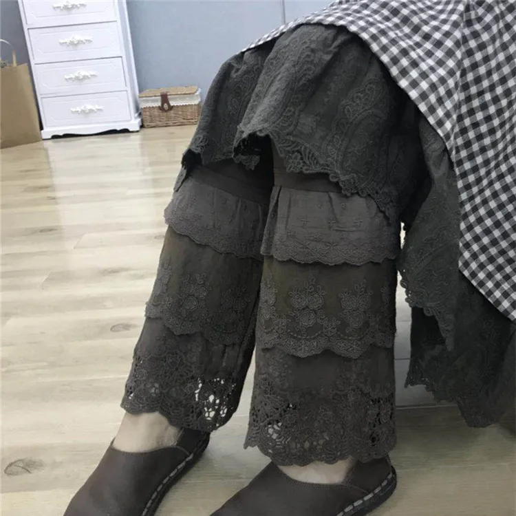 Женские многослойные кружевные винтажные штаны mori girl базовые хлопковые