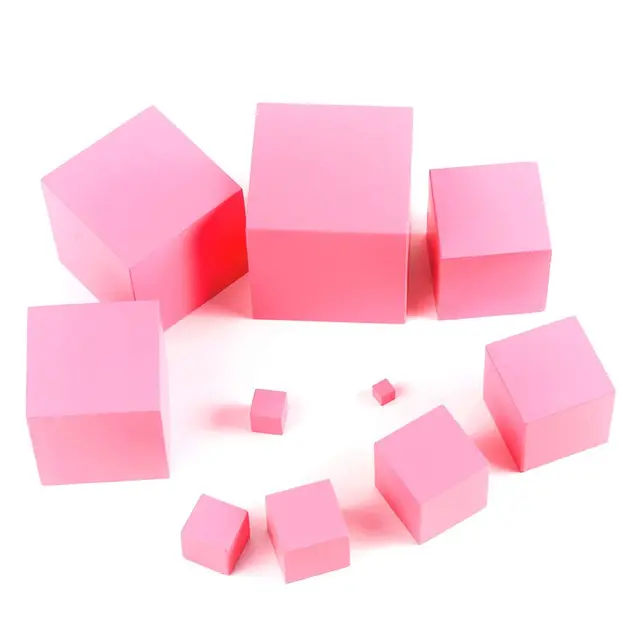 High Quality Wooden Montessori Mathematics Toys Pink Tower Solid Wood Cube 0.7-7CM Early Preschool Educational Children Day Gift 4