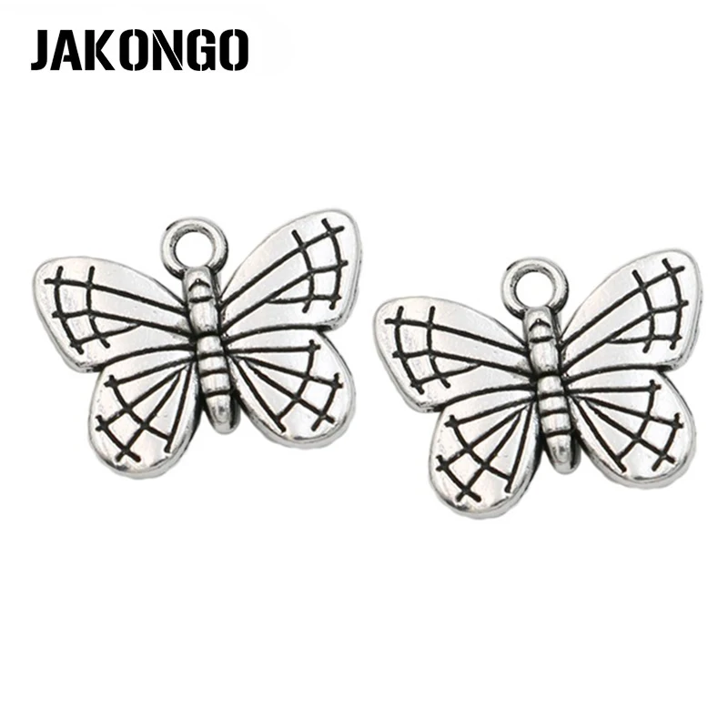 JAKONGO 10 шт. подвески бабочки античные серебряные для серьги изготовления