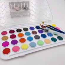 Улучшенный 36 цветов твердая краска на водной основе набор с краской кисти Портативный водный цветной пигмент для художника художественные принадлежности 3 КИСТИ