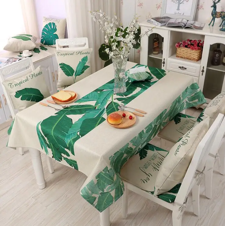 

High Qulity Table cloth Sets Rectangular Pastoral style Tropical Plants Printed Tablecloth Home Protection and decoration Elegan