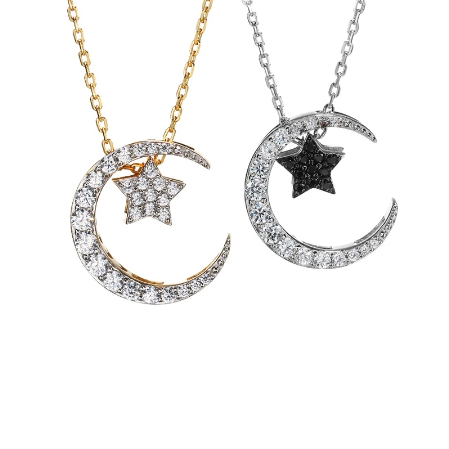 

Cubic Zirconia Pendants Necklace 14K Gold Moon Star Charms Custom Necklaces Tennis Chain Silver Choker for Women