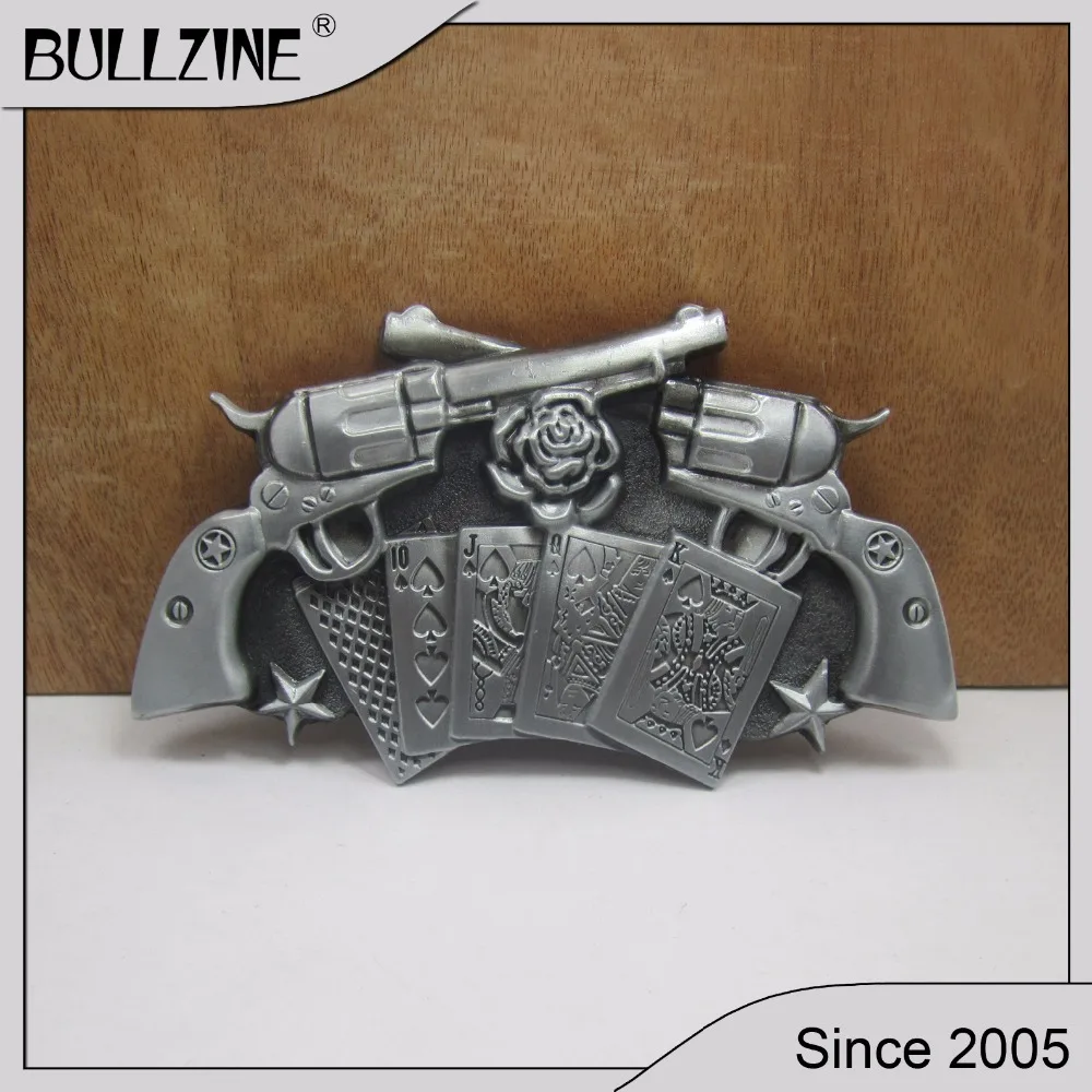 

The Bullzine wholesale Gun belt buckle with pewter finish FP-02920 suitable for 4cm width belt