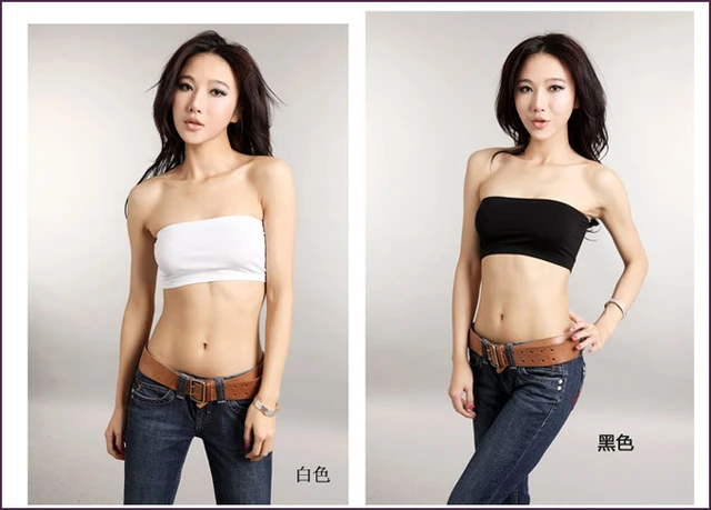 Women flat chest wrapped body sculpting wrapped chest tube bra strapless  crop top