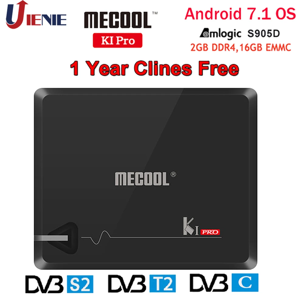 

MECOOL KI PRO Set Top Box Android 7.1 Amlogic S905D Quad 2G+16G DVB-T2&S2/DVB-T2/DVB S2 DVB-C Set Top Box 4K Ultra HD Player