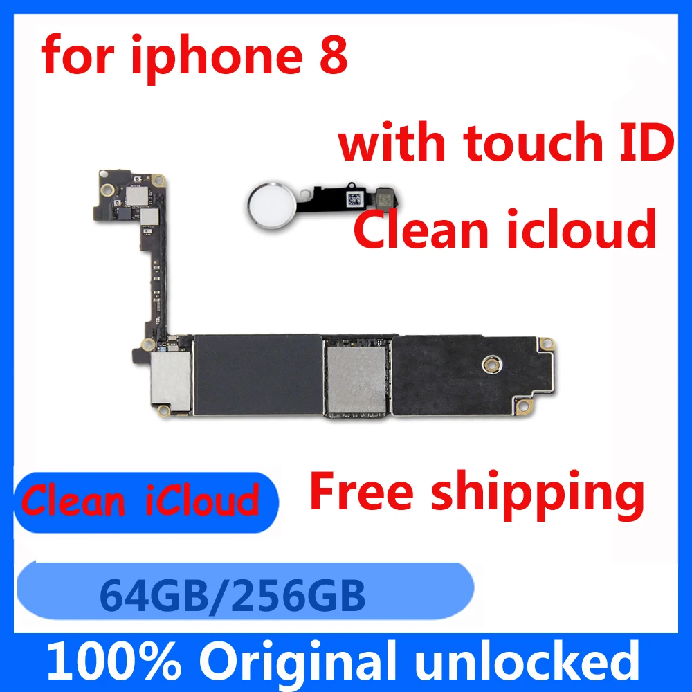 

Motherboard for iphone8 64GB 256GB original High quality tested Factory Unlocked with / without touch ID for iphone8 logic board