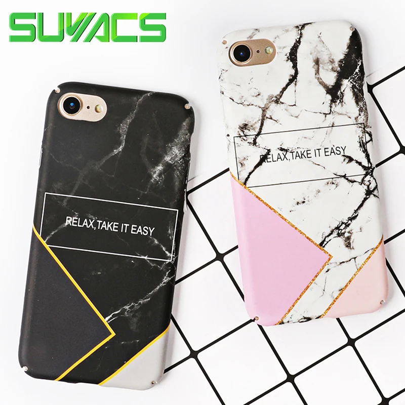 

SUYACS Mosaic Marble English Words Phone Cases For iPhone 6 6S 7 8 Plus X All-inclusive Frosted PC Hard Phone Back Cover Capa