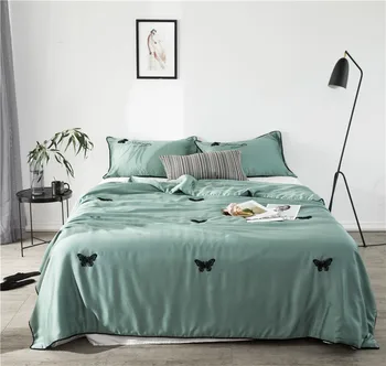 

Soft Tencel Bedspread American Pastoral Butterfly Embroidery Throws Blanket summer thin Comforter stiching Duvet Quilt Filling