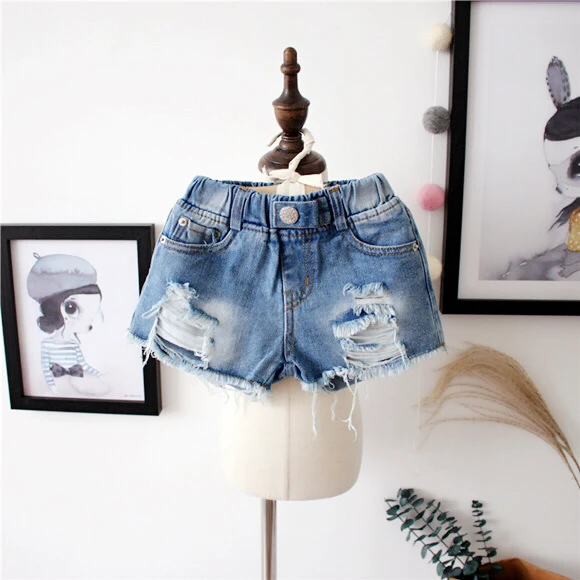 

Children's clothing 2017 summer girl and boy fashion all-match hole personality jeans shorts child denim shorts