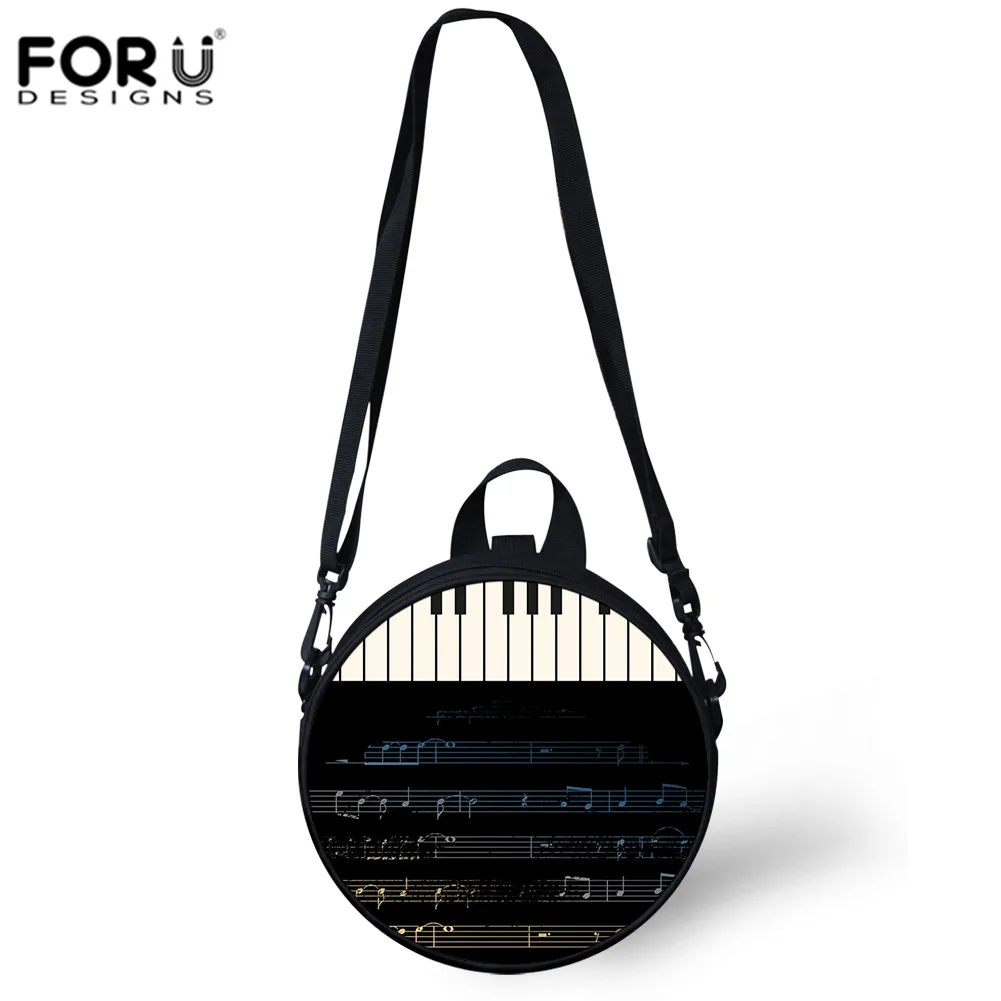 

FORUDESIGNS Women's Shoulder Bag Music Notes Print Circle Bags Piano Pattern Kids Girls Mini Crossbody Bag Handbag Small Pouch