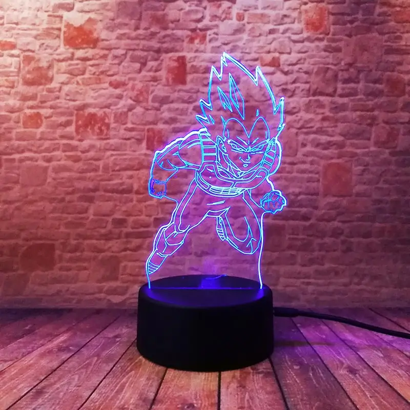 

3D Illusion LED NightLight Luminous Colorful Touch Flash Light Desk Lamp Dragon Ball Z Super Vegeta Action Figure Toys for Boys