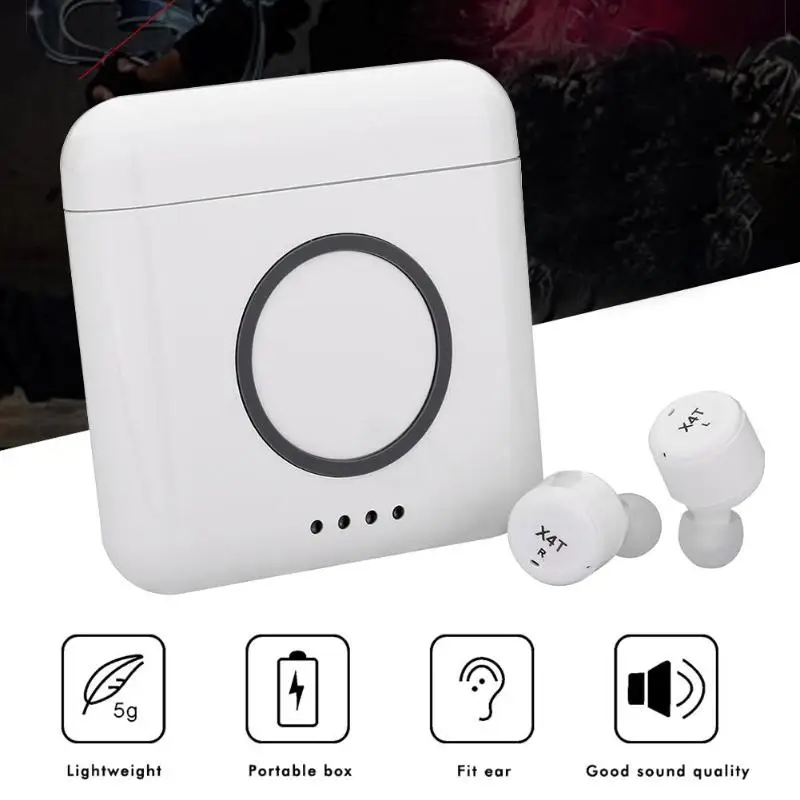 Мини Беспроводной наушники X4T СПЦ Bluetooth Hi-Fi наушники-вкладыши наушники наушник с загрузочной коробки микрофоном для iPhone X