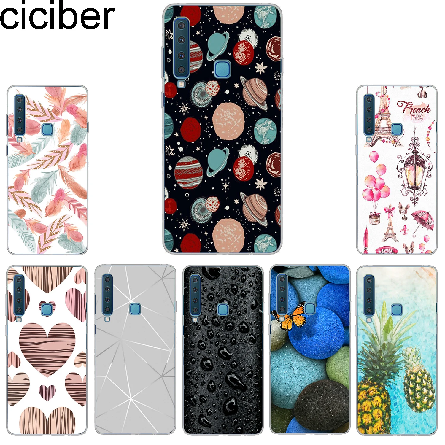ciciber Phone Case for Samsung Galaxy A6 A8 A7 A9 Plus 2018 Star Cover A5 A3 2016 2017 A6S Pineapple Love Feather |