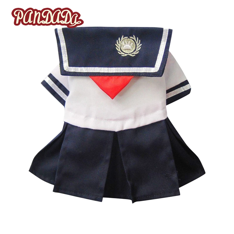 Pet Dog Pleated Sailor Costume Dog Dresses Stripes Dress For Dogs Dress