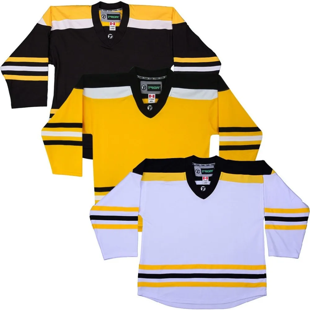 Custom Hockey Jerseys Any logo/Name/Number Sewn On Black/White/Yellow