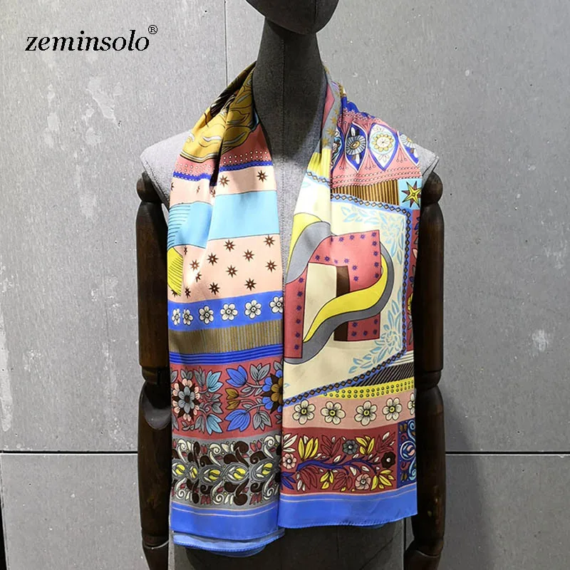 Модный шелковый шарф для женщин, Большие шали, палантины с принтом, квадратные шарфы, женские шарфы, бандана 130*130 см - Цвет: Синий