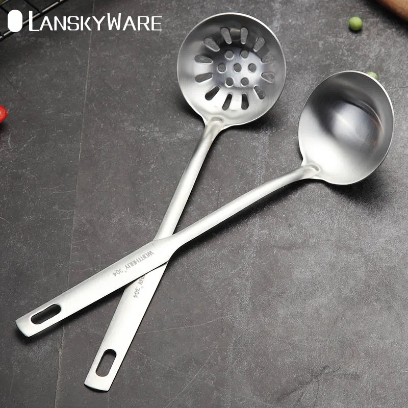 

LANSKYWARE Kitchen Cooking Utensil 304 Stainless Steel Soup Ladle With Long Handle For Restaurant Kitchenware Kichen Accessories