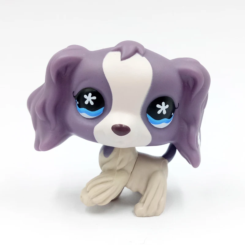 Rare animalerie mignon jouets chien #672 blanc violet cocker épagneul avec punny fleur vieux original cadeau collection bébé jouets