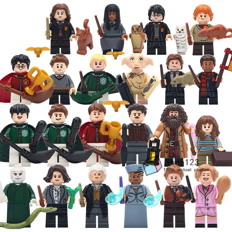 

22PCS/LOT Series Potters Dobby Lord Voldemort Draco Ron Dean Cho Chang Building Blocks Toys for Children