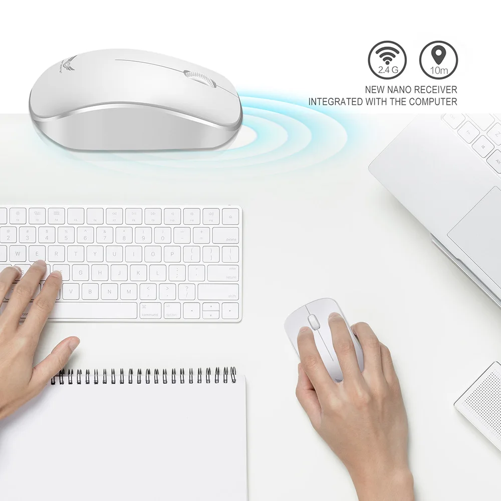 ZERODATE 2 4G 1600 DPI Беспроводная портативная Мобильная мышь 3 кнопки USB оптические мыши