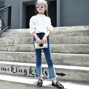 

Kids Girls Stretchy Leggings Tassel Flare Pants Children Bell Bottom Trousers S-XXXL New