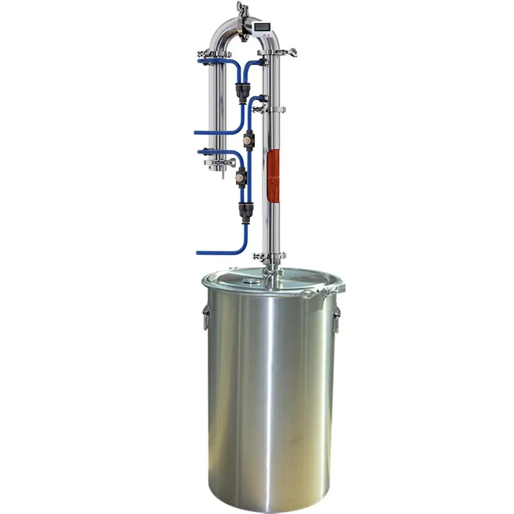 Baratos 35 l 60L destilador para casa nuevo intercambiador Tubular destilador de Alcohol a la luz de la luna máquina con torre de destilación de red de cobre