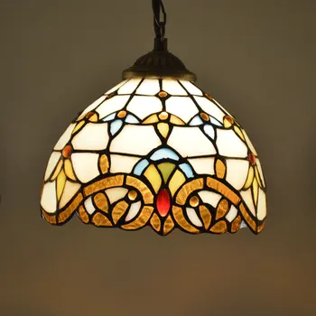 

Tiffany Pendant Light Stained Glass Lampshade Baroque Style Dining Room Luminaires E27 110-240V