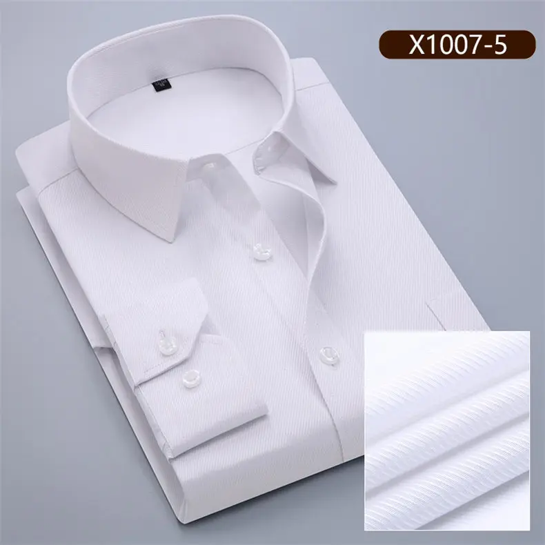 10XL Shirts Men Long Sleeve Casual Spring Cotton Business Mens Shirts Male Free Iron Extra Big Large Plus Size 6XL 7XL 8XL 9XL 07