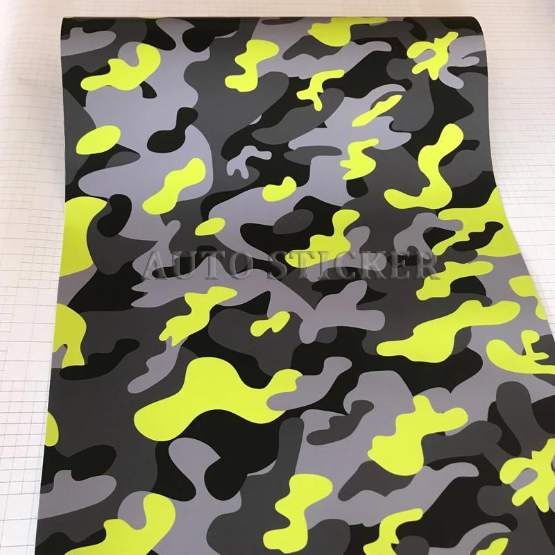 Yellow Black gray camo car vinyl wraps 4
