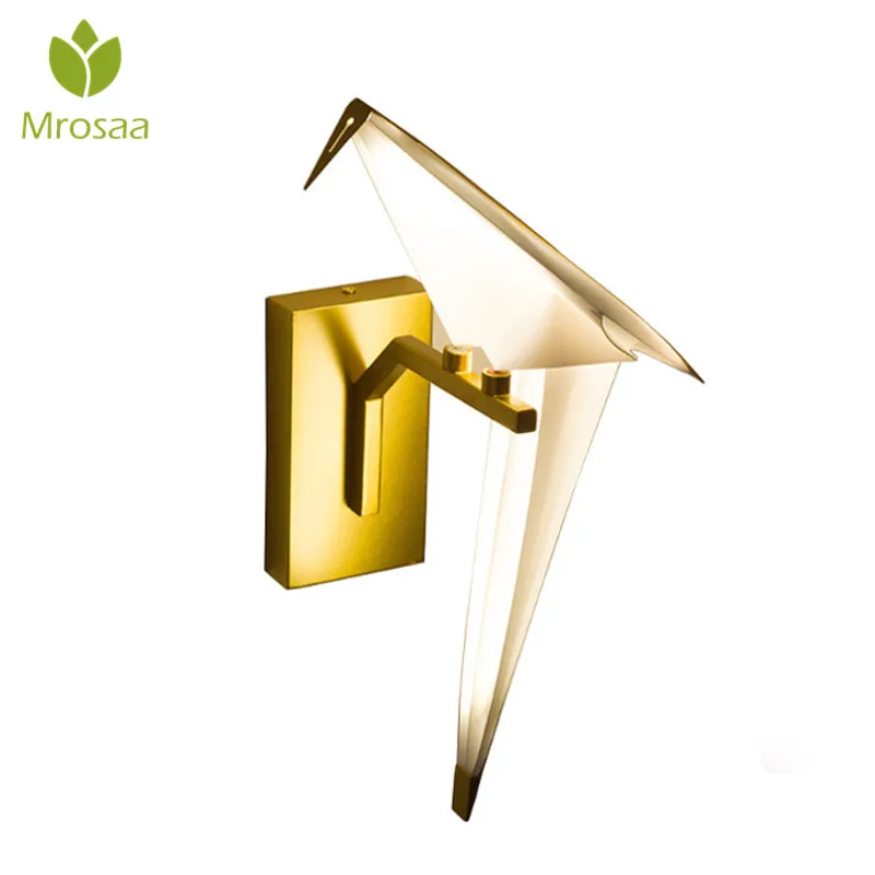 

Post-modern 8W 110V 220V Nordic Origami Crane Bird LED Pendant Light Wall Sconces Novelty Aisle Lighting Bedroom loft Wall Lamp