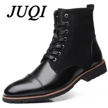 JUQI New Handmade Men Leather Winter Boots High Quality Warm Snow Men Boots Ankle Boots For Men Business Dress Shoes Men mycolen 2018 handmade genuine cowhide leather men winter boots high quality winter men boots business ankle martin boots for men