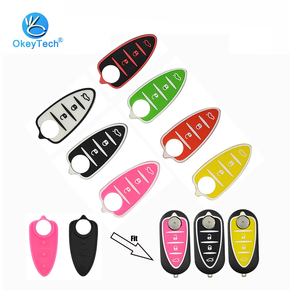 OkeyTech Silicone Rubber Car Key Pad For Alfa Romeo Giulietta 159 GTO GTA Mito Brera 3 Button