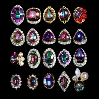 

100pcs Crystal strass K9 nagel decorative nail art rhinestones alloy 3d decorations glitter nail jewelry 3613~3632(fire colors)